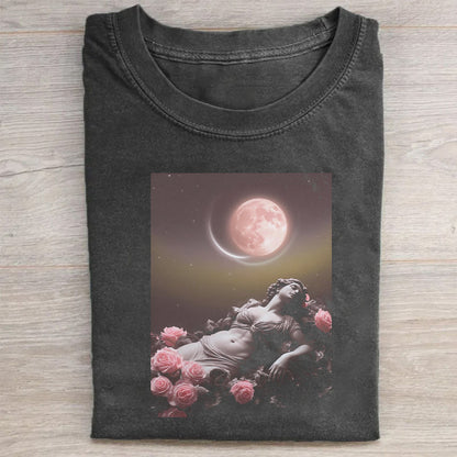 Vintage Moon Rose Graphic T-Shirt