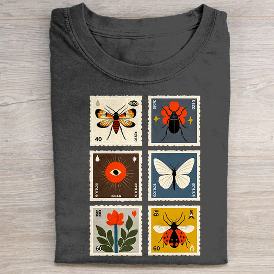 Vintage Insect Print Graphic T-Shirt