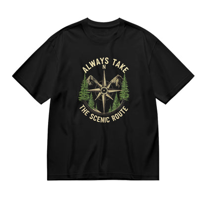 Always Take The Scenic Route Compass Graphic T-Shirt