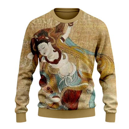 Vintage Dunhuang Art Print Sweater