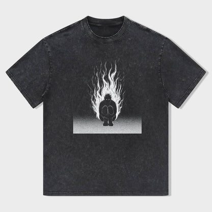 Men's Graphic T-Shirt with Flame Silhouette Design T-Shirt