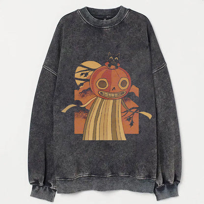 Halloween Pumpkin Cat Moon Night Graphic Print T-Shirt