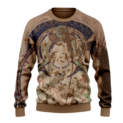 Vintage Dunhuang Art Print Crewneck Sweater
