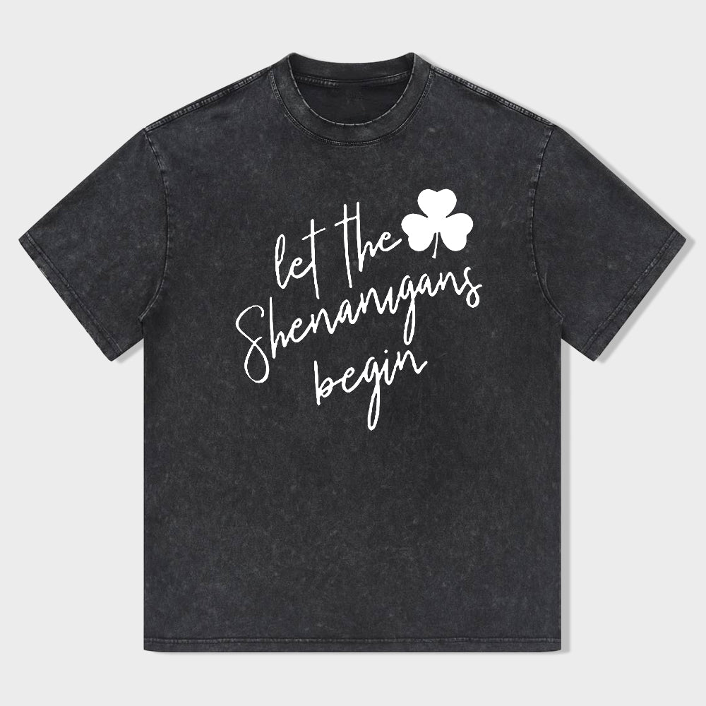 Retro St. Patrick's Day Let The Shenanigans Begin Shamrock Unisex T-Shirt - heygraff