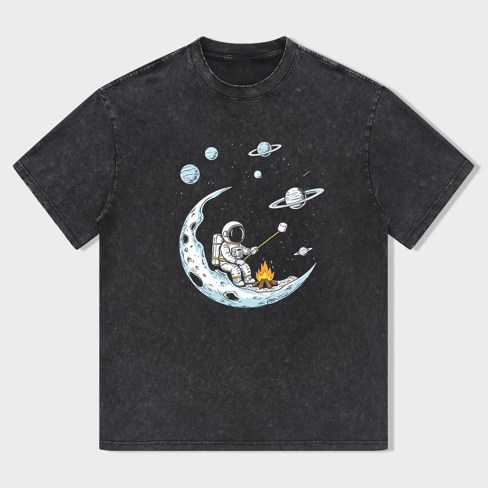 Space Astronaut Moon Planets Graphic T-Shirt