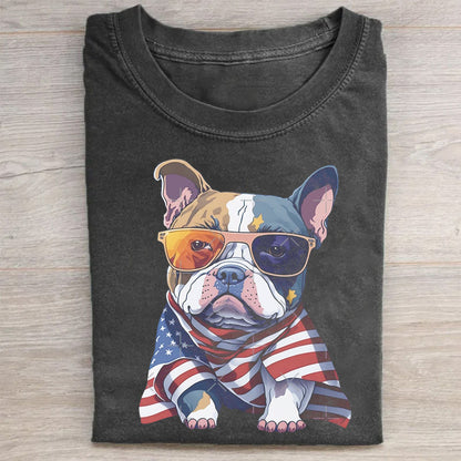 Fashionable French Bulldog Patriotic Style Trendy T-shirt