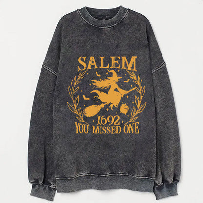 Salem 1692 You Missed One Witch Flying Halloween Graphic T-Shirt