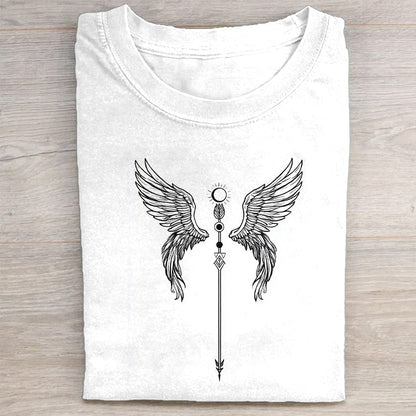 Angel Wings with Sword Graphic Print T-Shirt