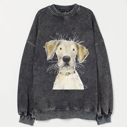 Scrawled Puppy Cute Dog Art Print Casual Sweatshirt