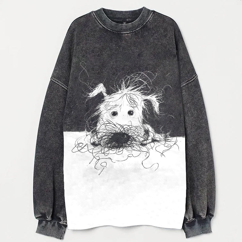 Cute Dog Scrawled Puppy Art Print Casual Sweatshirt