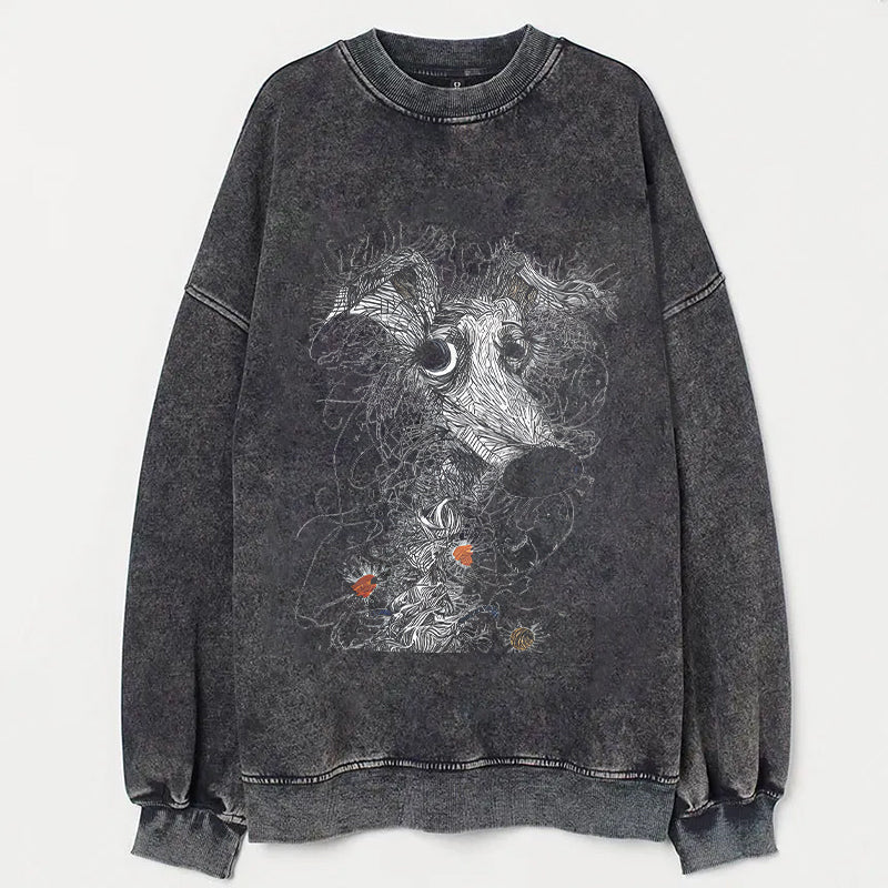Dog Art Scrawled Puppy Print Casual Sweatshirt