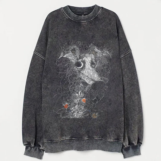 Dog Art Scrawled Puppy Print Casual Sweatshirt