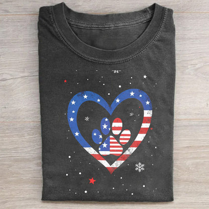 American Flag Heart Graphic T-Shirt