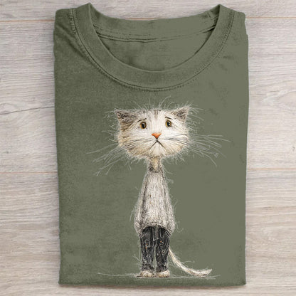Whimsical Cat Art Print T-Shirt