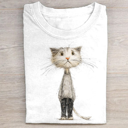 Whimsical Cat Art Print T-Shirt