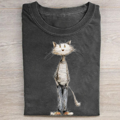 Whimsical Cat Art Print Graphic T-Shirt