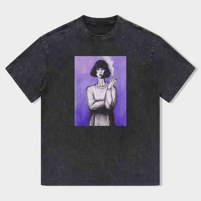 Artistic Purple Portrait Graphic T-Shirt