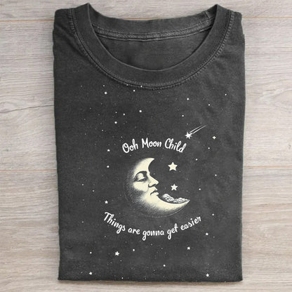 Cute Moon Design Graphic Tee for Women Men Unisex Soft Comfortable Casual T-Shirt