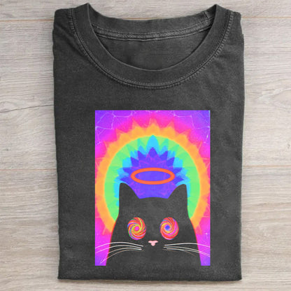 Psychedelic Cat with Halo Graphic T-Shirt