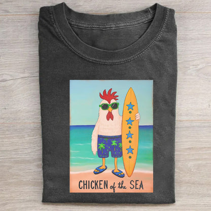 Chicken of the Sea Surfing Rooster Graphic T-Shirt