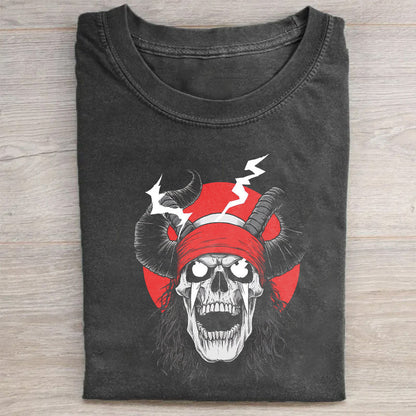 Skull with Red Hat Graphic T-Shirt