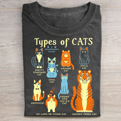 Types Of Cats Art Print Casaul Short Sleeve T-shirt