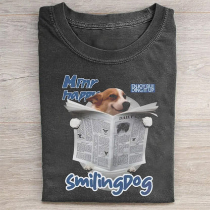 Newspaper dog print t-shirt
