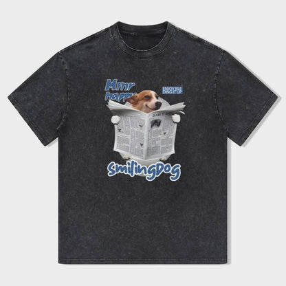 Newspaper dog print t-shirt