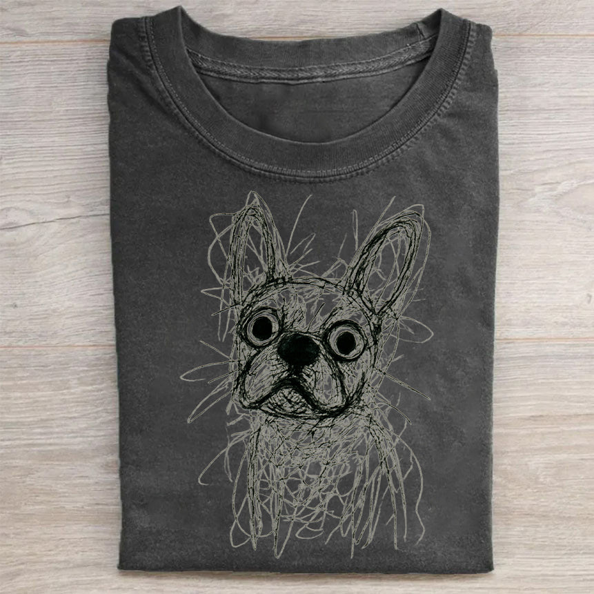 Funny Cute Dog Art Print Casual Short Sleeve T-Shirt