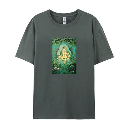 Buddhist Thangka Art White T-Shirt for Men Women - Tibetan Buddha Meditation Design - Spiritual Yoga Clothing - Unique Graphic Tee - Comfortable Casual Wear