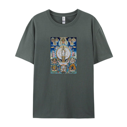 Buddhist Thangka Art T-Shirt for Men Women - Tibetan Mandala Design - Spiritual Meditation Clothing - Comfortable Casual Tee - Unique Gift Idea