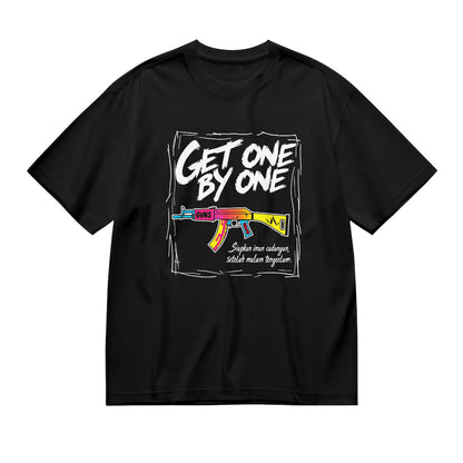Get One By One Graphic Design Black T-Shirt