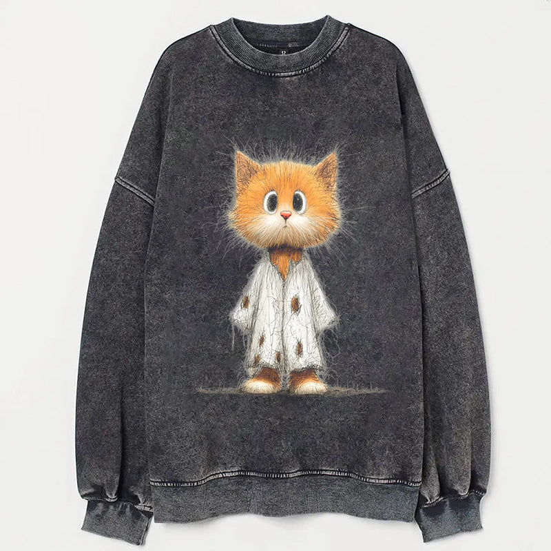 Cute Kitten in Sweater Graphic Print Casual Sweatshirt