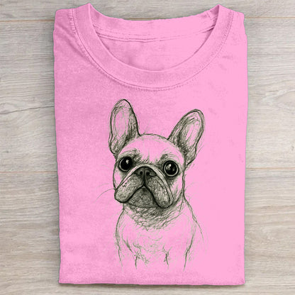 Funny Cute Dog Art Print Casual Short Sleeve T-Shirt