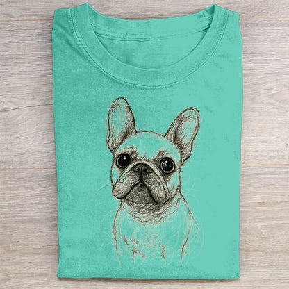Funny Cute Dog Art Print Casual Short Sleeve T-Shirt