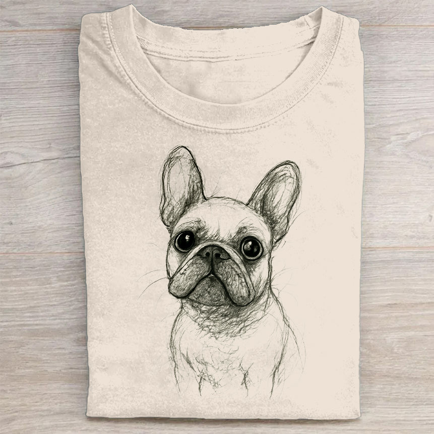 Funny Cute Dog Art Print Casual Short Sleeve T-Shirt