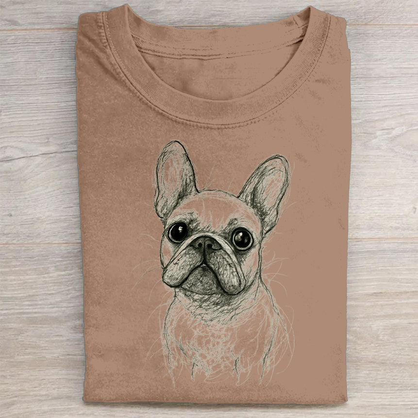 Funny Cute Dog Art Print Casual Short Sleeve T-Shirt