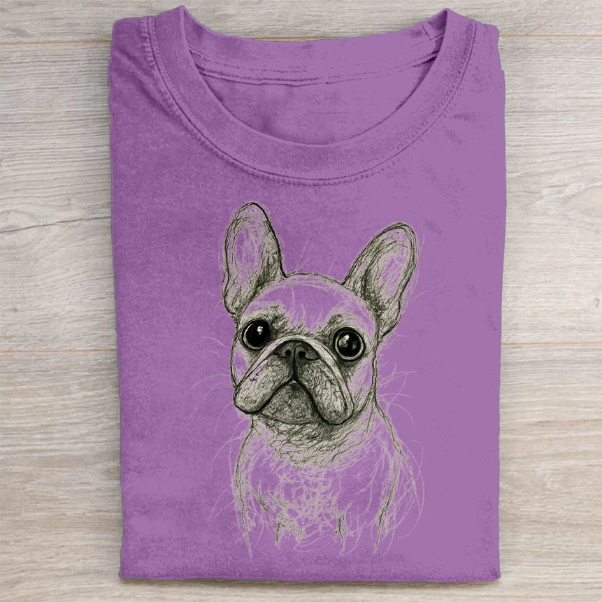 Funny Cute Dog Art Print Casual Short Sleeve T-Shirt