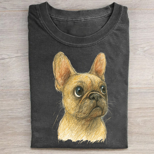 Funny Cute Dog Art Print Casual Short Sleeve T-Shirt