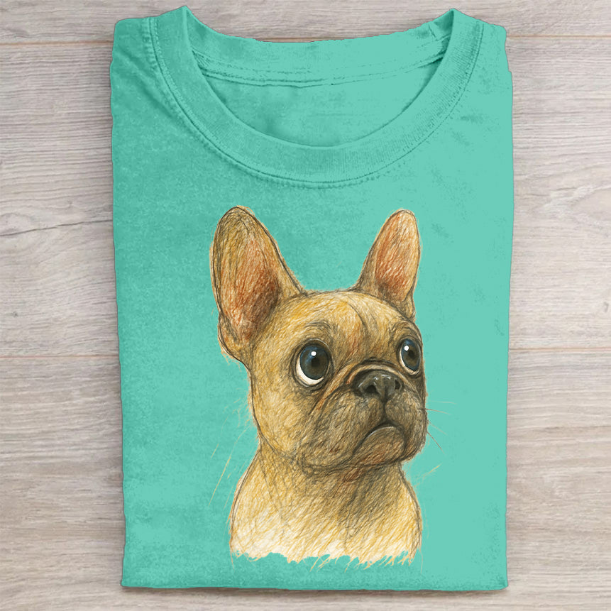 Funny Cute Dog Art Print Casual Short Sleeve T-Shirt