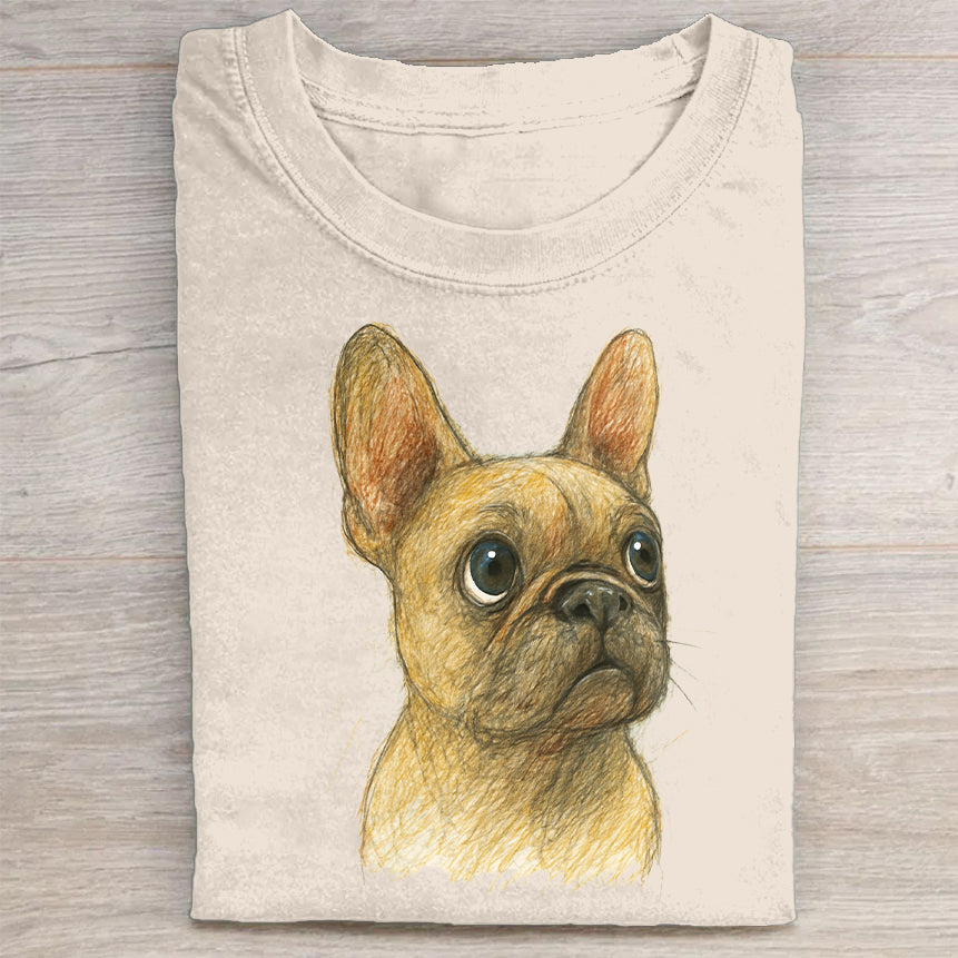 Funny Cute Dog Art Print Casual Short Sleeve T-Shirt