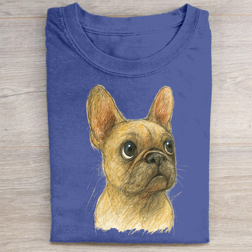 Funny Cute Dog Art Print Casual Short Sleeve T-Shirt