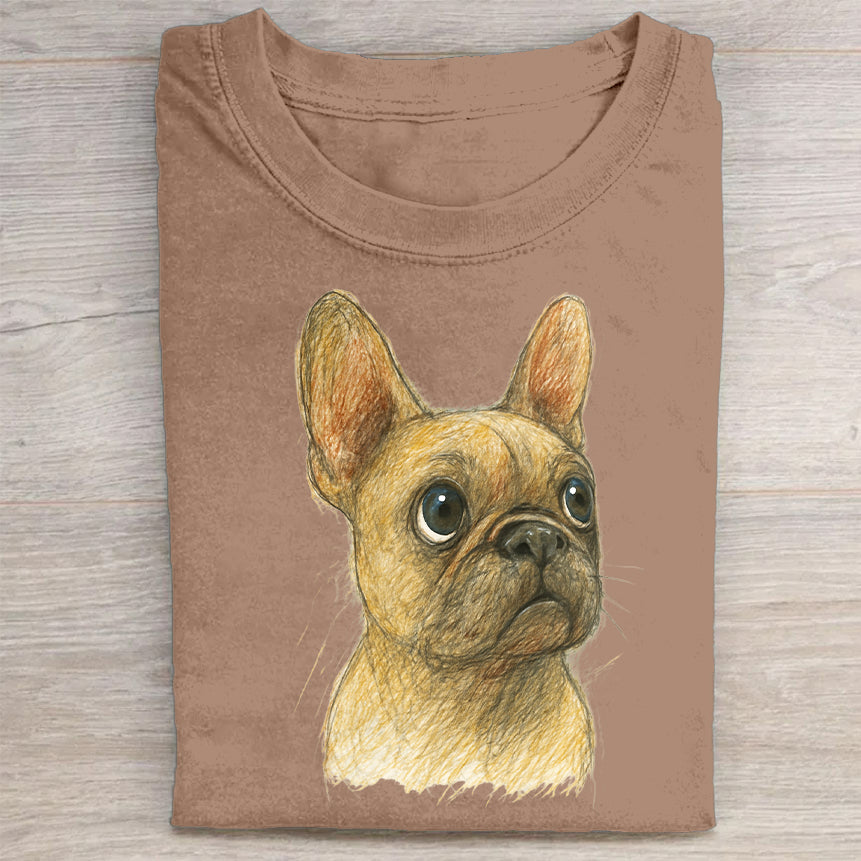Funny Cute Dog Art Print Casual Short Sleeve T-Shirt