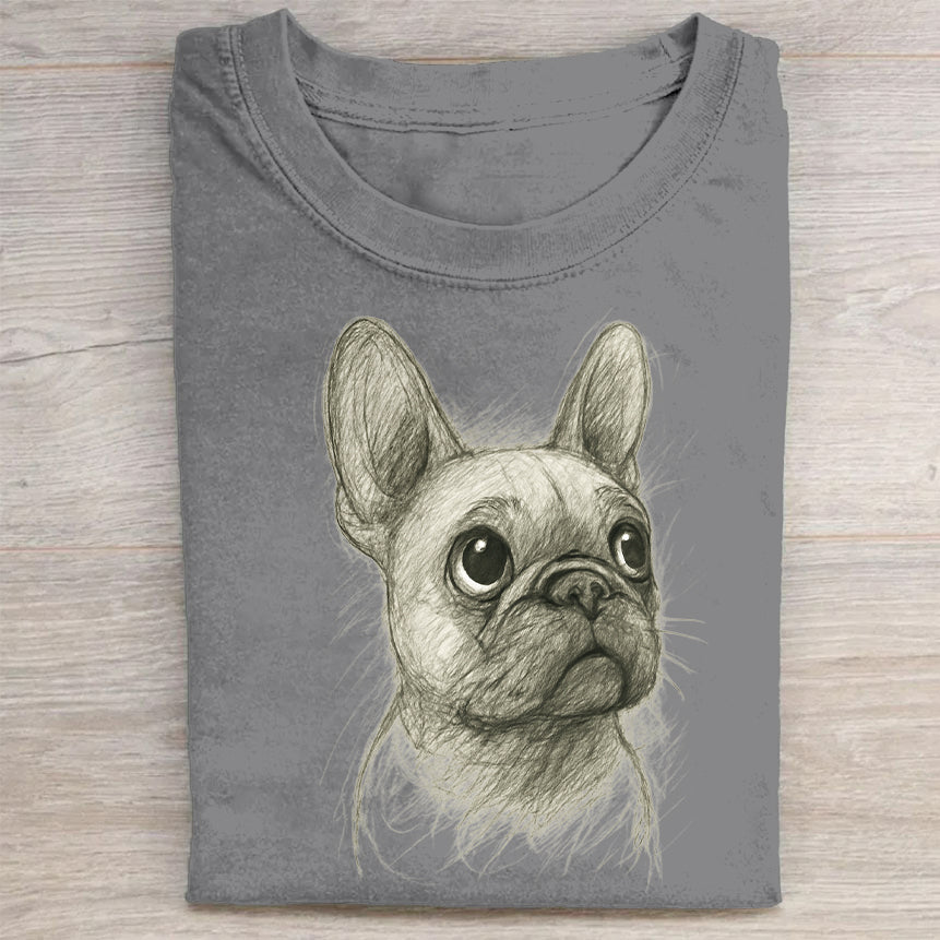 Funny Cute Dog Art Print Casual Short Sleeve T-Shirt