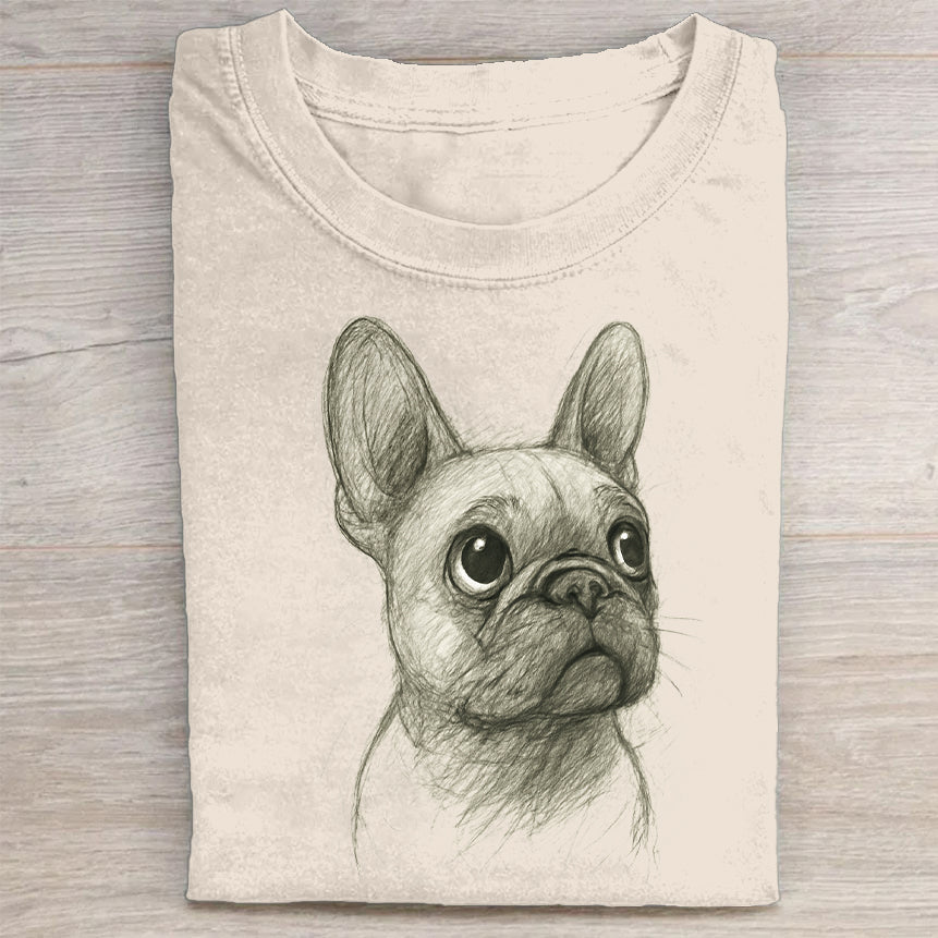 Funny Cute Dog Art Print Casual Short Sleeve T-Shirt