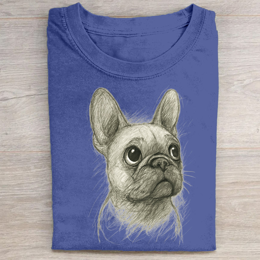 Funny Cute Dog Art Print Casual Short Sleeve T-Shirt