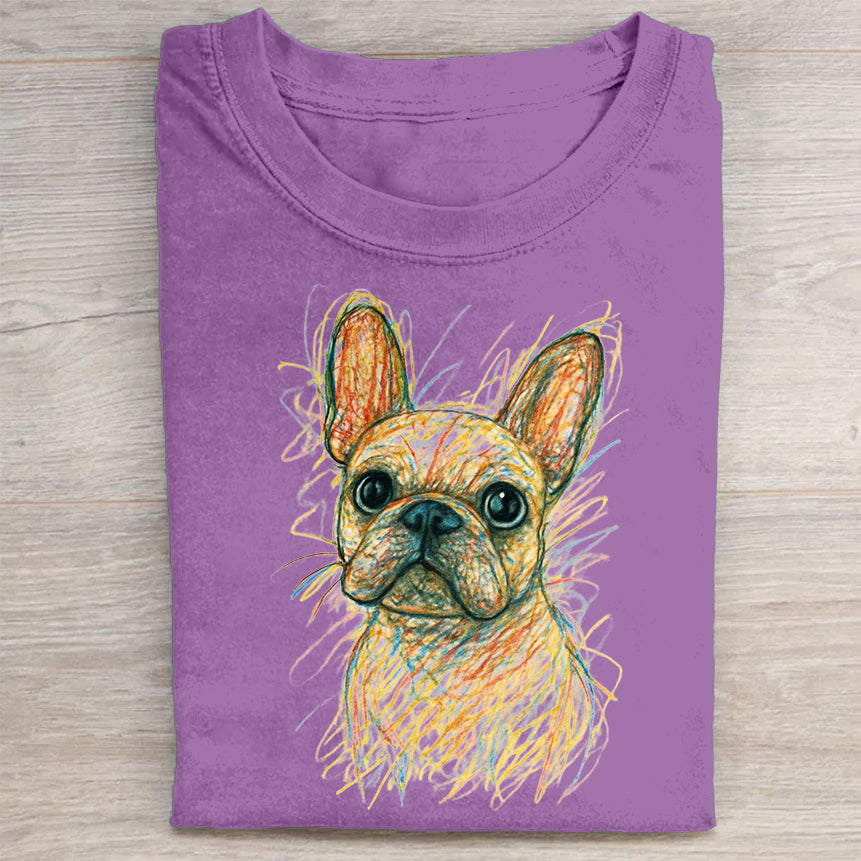 Funny Cute Dog Art Print Casual Short Sleeve T-Shirt