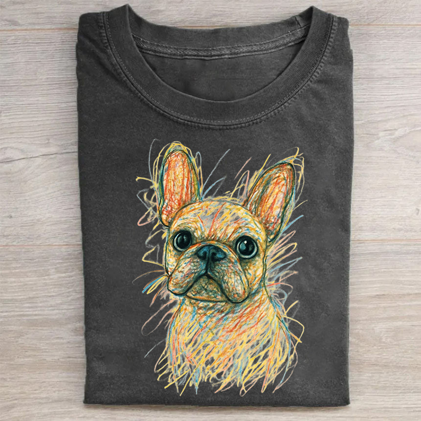 Funny Cute Dog Art Print Casual Short Sleeve T-Shirt