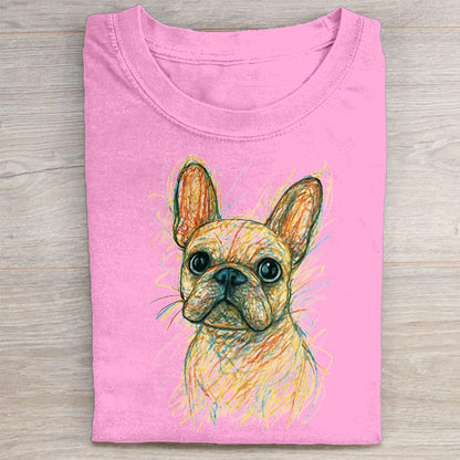 Funny Cute Dog Art Print Casual Short Sleeve T-Shirt