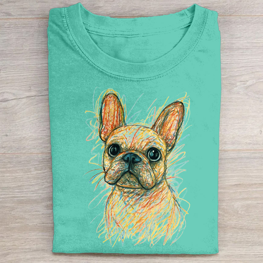 Funny Cute Dog Art Print Casual Short Sleeve T-Shirt